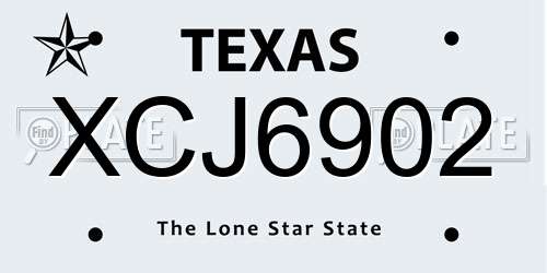 XCJ6902 Texas License Plate