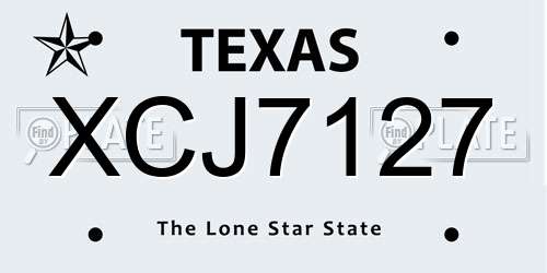 XCJ7127 Texas License Plate
