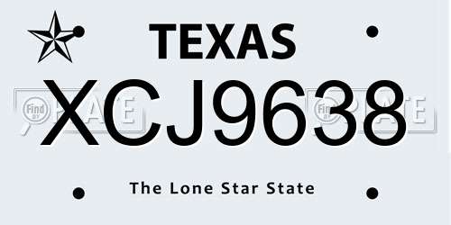 XCJ9638 Texas License Plate