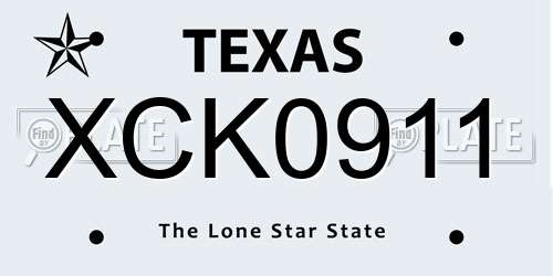 XCK0911 Texas License Plate