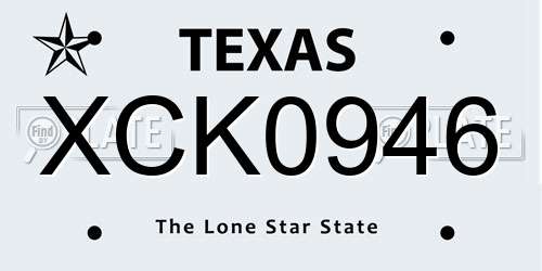 XCK0946 Texas License Plate