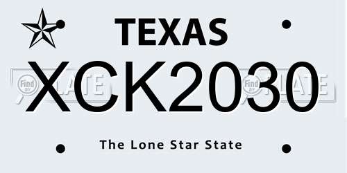 XCK2030 Texas License Plate