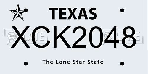 XCK2048 Texas License Plate