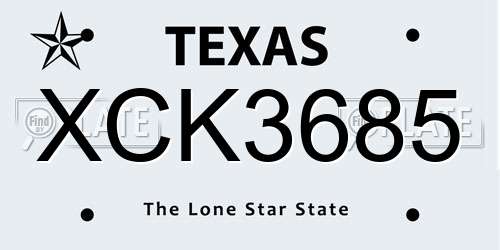 XCK3685 Texas License Plate