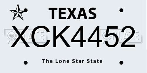 XCK4452 Texas License Plate