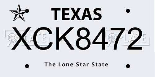 XCK8472 Texas License Plate