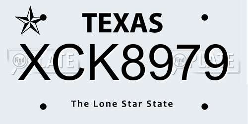 XCK8979 Texas License Plate
