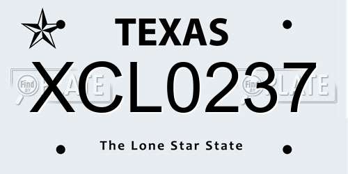 XCL0237 Texas License Plate