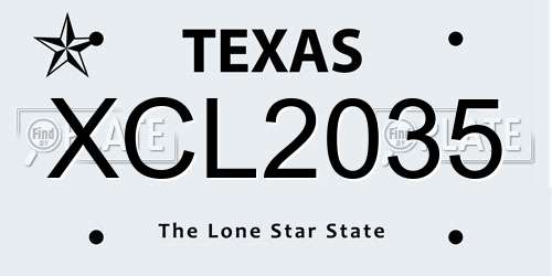 XCL2035 Texas License Plate