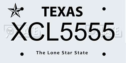 XCL5555 Texas License Plate