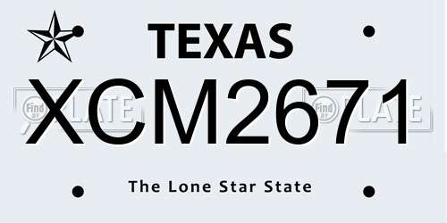XCM2671 Texas License Plate