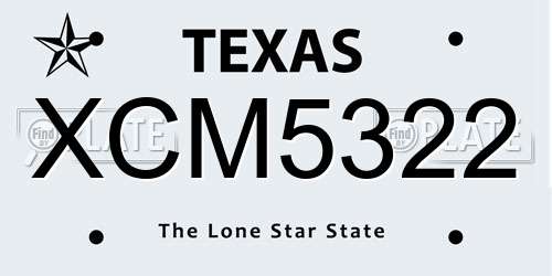 XCM5322 Texas License Plate