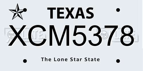 XCM5378 Texas License Plate