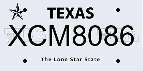 XCM8086 Texas License Plate