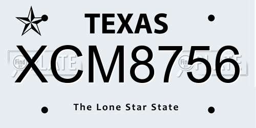 XCM8756 Texas License Plate
