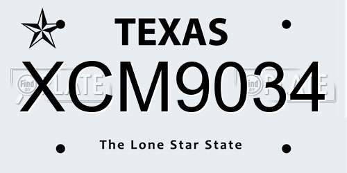 XCM9034 Texas License Plate