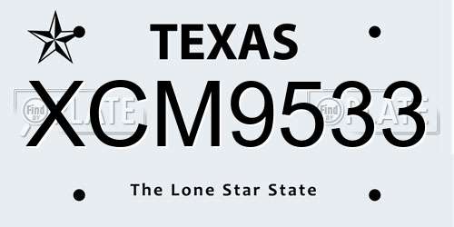 XCM9533 Texas License Plate
