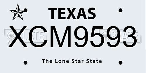 XCM9593 Texas License Plate