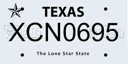XCN0695 Texas License Plate