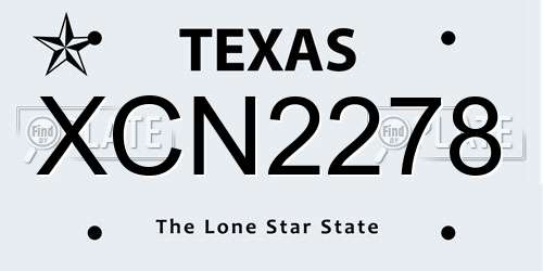 XCN2278 Texas License Plate
