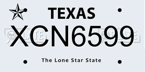 XCN6599 Texas License Plate