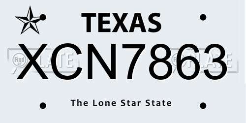 XCN7863 Texas License Plate