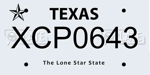 XCP0643 Texas License Plate