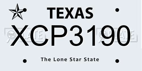 XCP3190 Texas License Plate