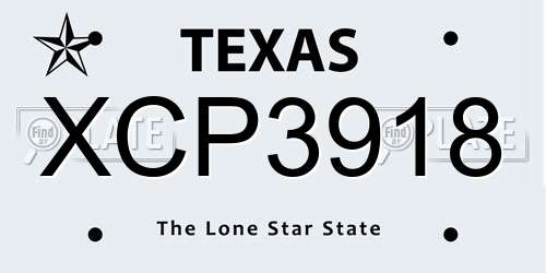 XCP3918 Texas License Plate