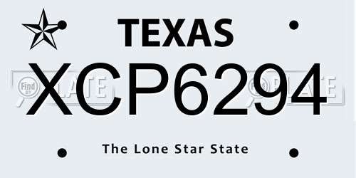 XCP6294 Texas License Plate