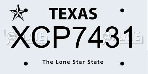 XCP7431 Texas License Plate