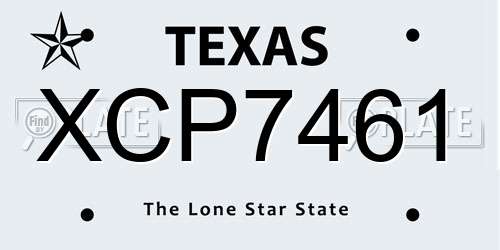 XCP7461 Texas License Plate