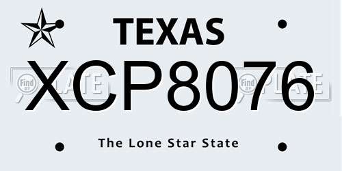XCP8076 Texas License Plate