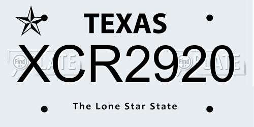 XCR2920 Texas License Plate