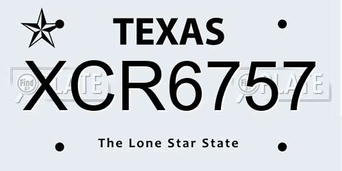 XCR6757 Texas License Plate