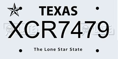 XCR7479 Texas License Plate