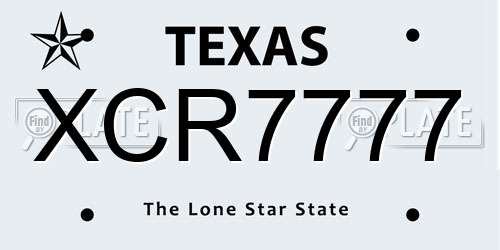 XCR7777 Texas License Plate