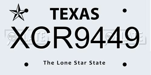 XCR9449 Texas License Plate