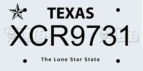 XCR9731 Texas License Plate