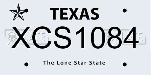 XCS1084 Texas License Plate