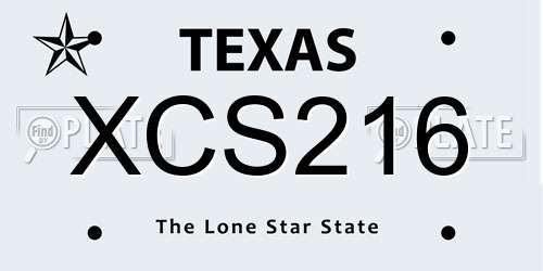 XCS216 Texas License Plate