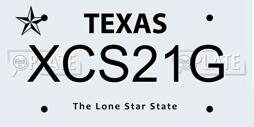 XCS21G Texas License Plate