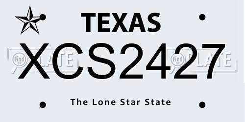 XCS2427 Texas License Plate
