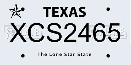 XCS2465 Texas License Plate