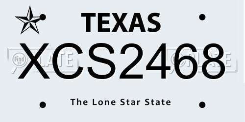XCS2468 Texas License Plate