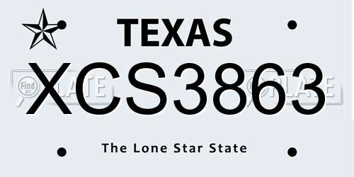 XCS3863 Texas License Plate