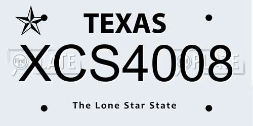 XCS4008 Texas License Plate