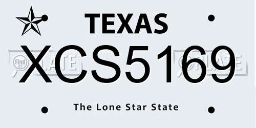 XCS5169 Texas License Plate