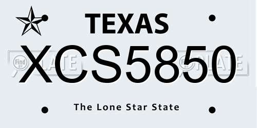 XCS5850 Texas License Plate