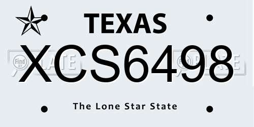 XCS6498 Texas License Plate